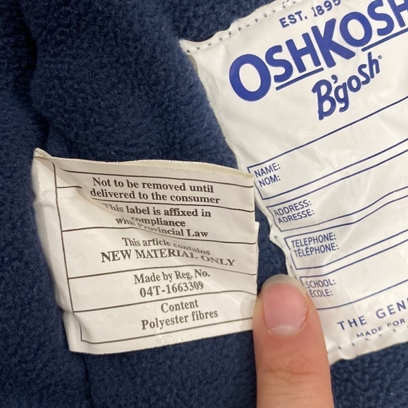 𝅺oshkosh B'gosh 18M Navy Blue and Red Flannel Fleece Lined Winter Jacket - Picture 15 of 17